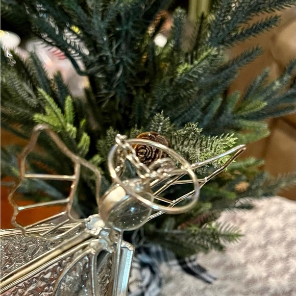 Vintage Clear Textured Stained Glass Angel With a Horn Christmas Angel Ornament - Picture 6 of 9